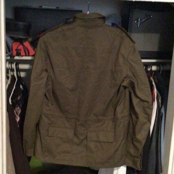 Vtg 80s Czech Republic Olive Military Field Jacket Work Shirt Size 53/180 Large - Picture 2 of 9
